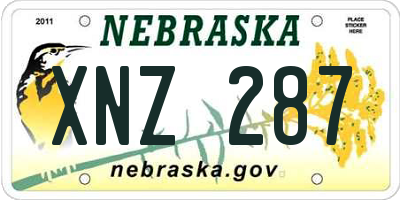 NE license plate XNZ287