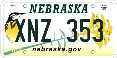 NE license plate XNZ353