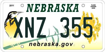 NE license plate XNZ355