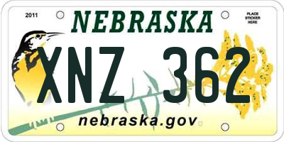 NE license plate XNZ362