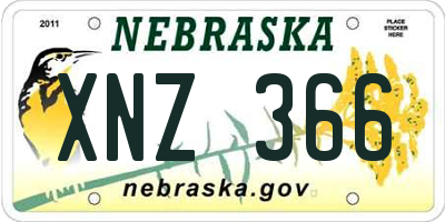 NE license plate XNZ366