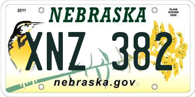 NE license plate XNZ382