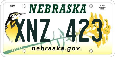 NE license plate XNZ423