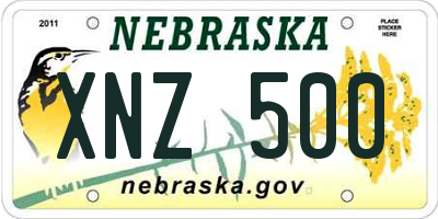NE license plate XNZ500