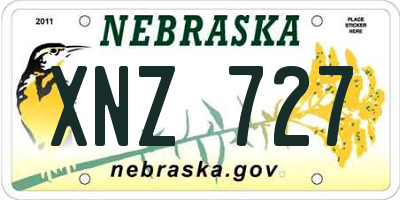 NE license plate XNZ727