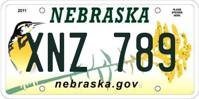 NE license plate XNZ789