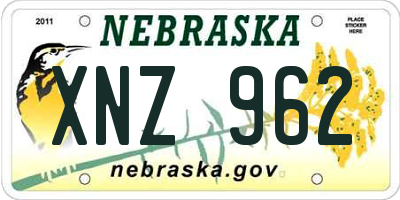 NE license plate XNZ962