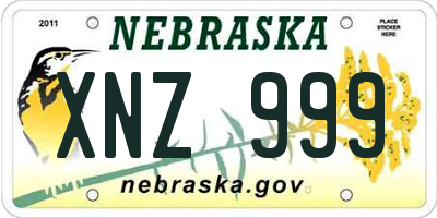 NE license plate XNZ999