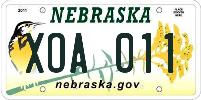 NE license plate XOA011