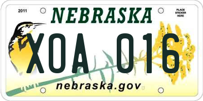 NE license plate XOA016