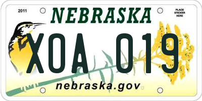 NE license plate XOA019