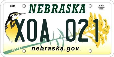 NE license plate XOA021