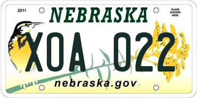 NE license plate XOA022