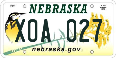 NE license plate XOA027