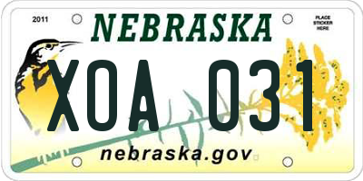 NE license plate XOA031