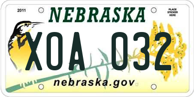 NE license plate XOA032