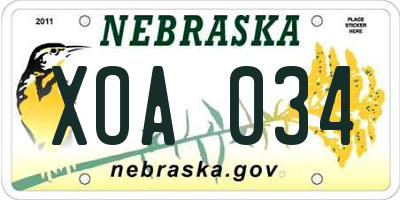 NE license plate XOA034