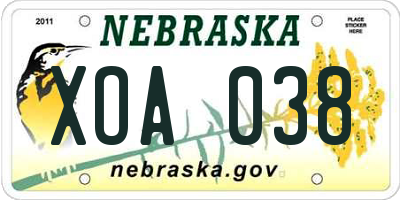 NE license plate XOA038