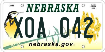 NE license plate XOA042