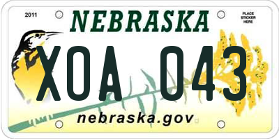 NE license plate XOA043