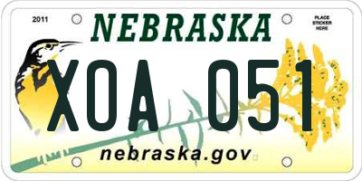 NE license plate XOA051