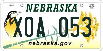 NE license plate XOA053