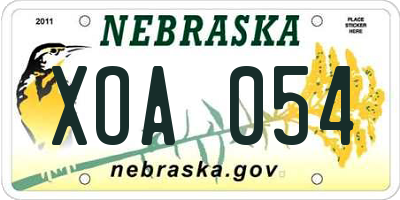 NE license plate XOA054