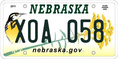NE license plate XOA058