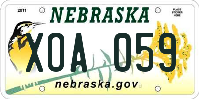 NE license plate XOA059
