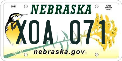 NE license plate XOA071