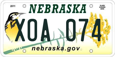 NE license plate XOA074