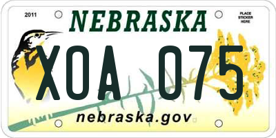 NE license plate XOA075