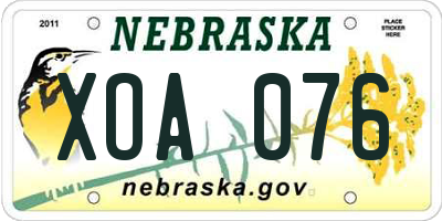 NE license plate XOA076