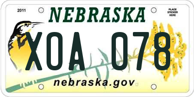 NE license plate XOA078