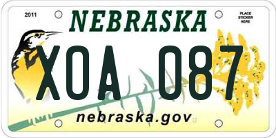 NE license plate XOA087