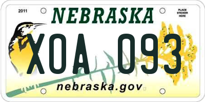 NE license plate XOA093