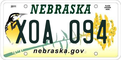 NE license plate XOA094
