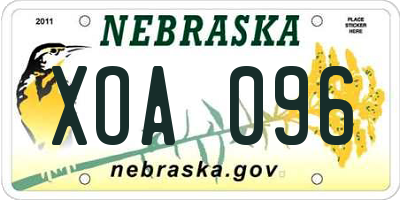 NE license plate XOA096