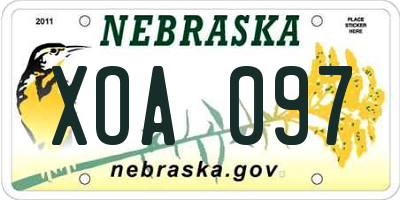 NE license plate XOA097