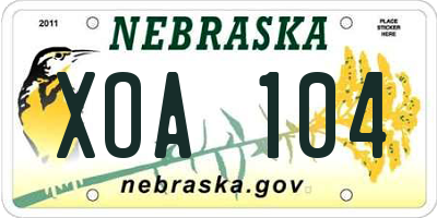 NE license plate XOA104