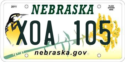 NE license plate XOA105