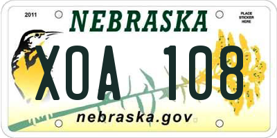 NE license plate XOA108