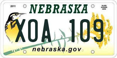 NE license plate XOA109