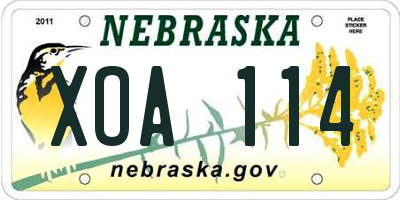 NE license plate XOA114