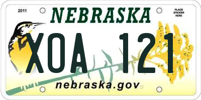 NE license plate XOA121