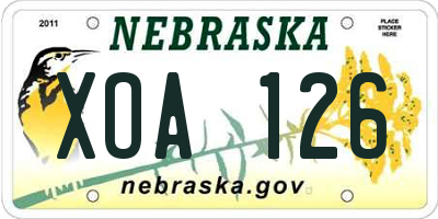 NE license plate XOA126