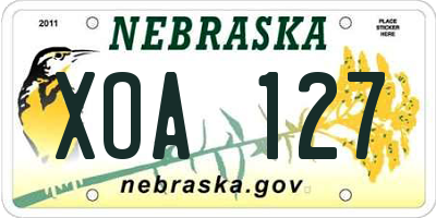 NE license plate XOA127