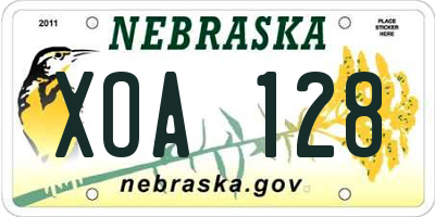 NE license plate XOA128