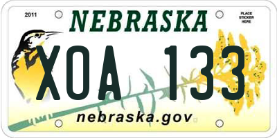 NE license plate XOA133
