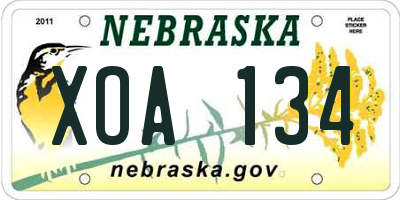 NE license plate XOA134